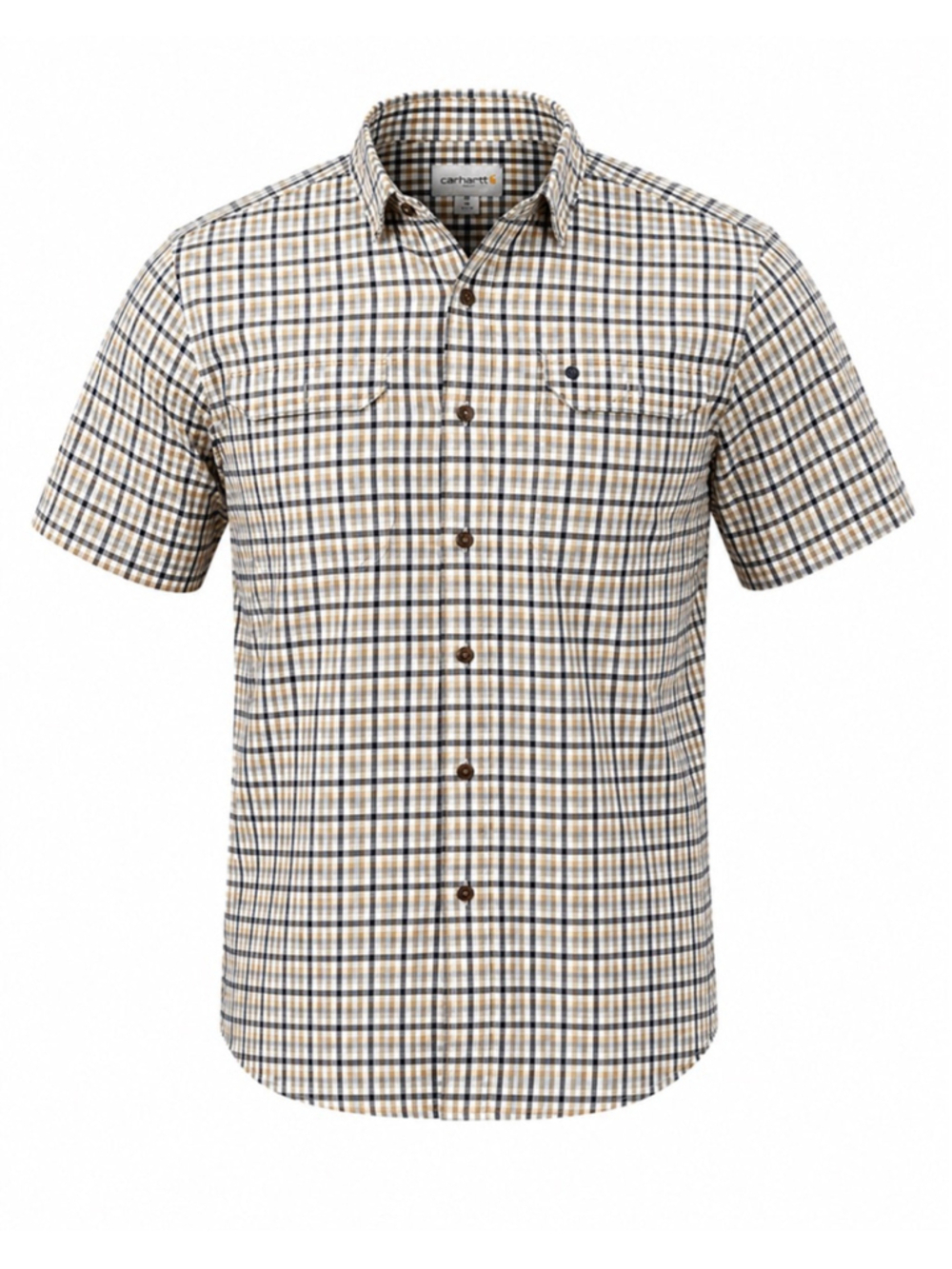 Carhartt Men’s Relaxed Fit Short Sleeve Plaid Pocket Button Up Shirt Size XL‌‌‌
